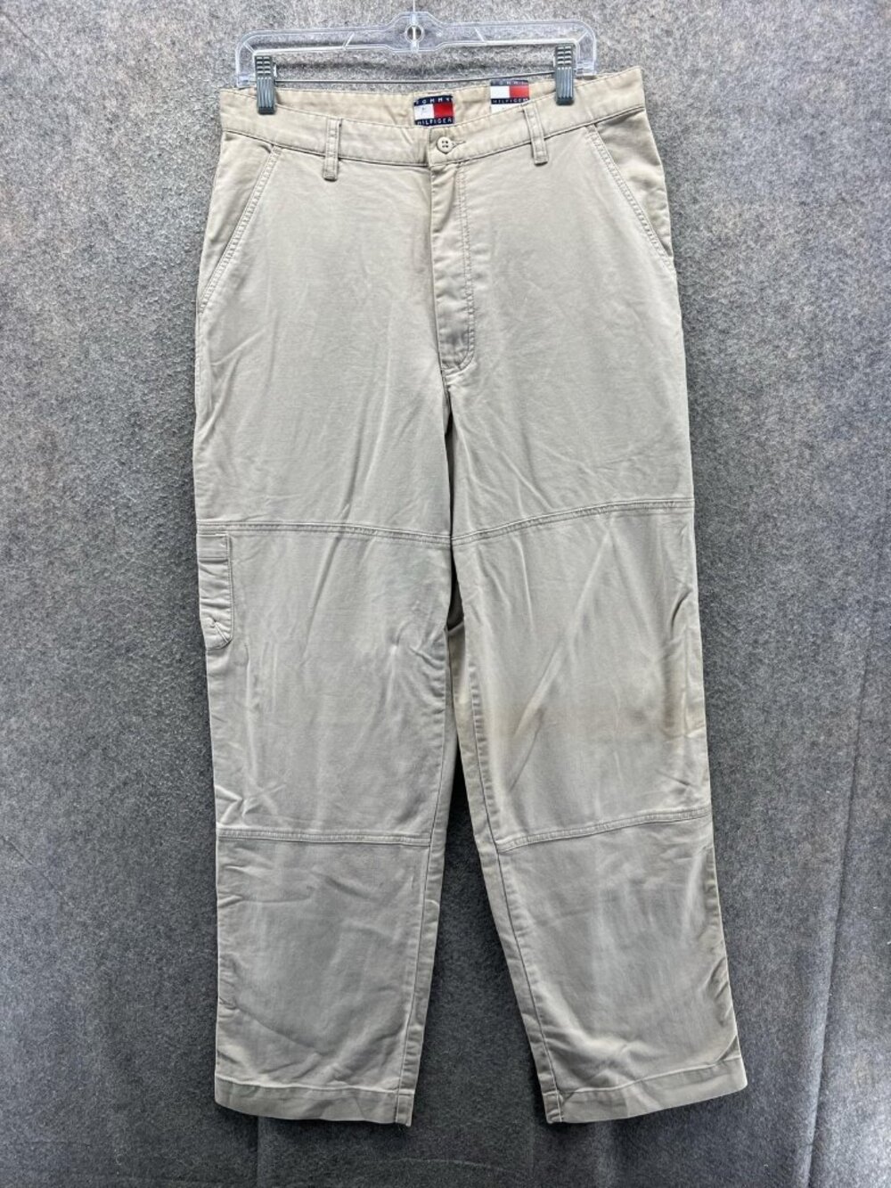 Tommy Hilfiger Pants Men 33x32 Beige Chino Flat Front Straight Casual Vtg Cotton
